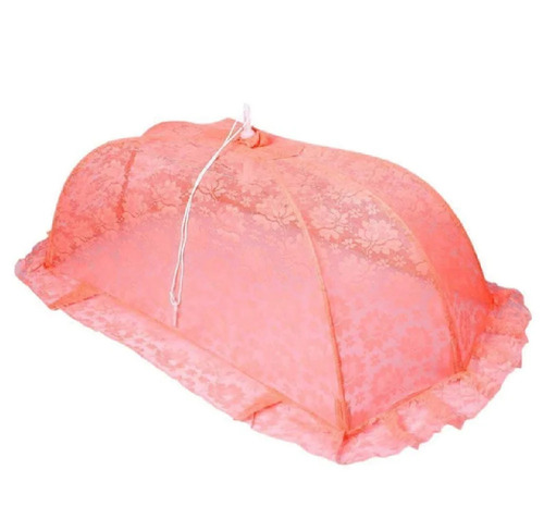 Orange Color Baby Printed Umbrella Mosquito Net - Polyester Foldable Flap, Cartoon Print | Circular Shape, For Babies, Home & Outdoor