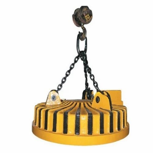 Yellow Circular Industrial Electromagnet - Neodymium, 1000 kg Load Capacity, Yellow | Heavy Duty Lifting