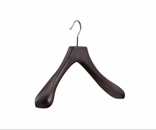 14inch Black Wooden Coat Hanger - 7mm Thickness, Metal Hook, Lightweight, Durable, Fine Finish