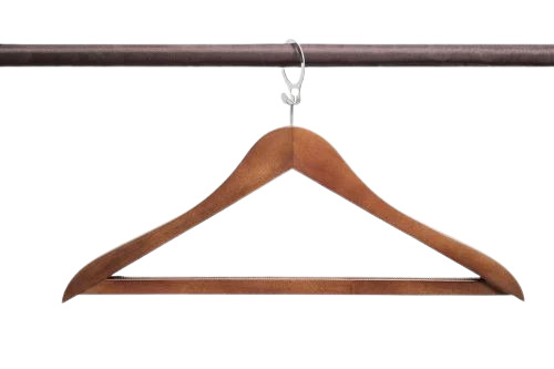 16 Inch Wooden Coat Hanger - Brown, 6mm Thickness, Metal Hook, Lightweight, Durable, Fine Finish