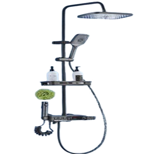 4 Function Digital Shower Set - Stainless Steel, Rectangular, Silver | Rust Proof, Polished Surface Finish