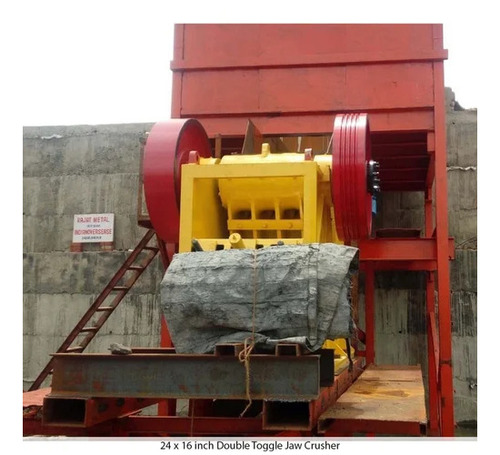 50 HP Roljack Single Toggle Jaw Crusher - Mild Steel, 24x16 Inch, Yellow/Black/Red | Eco Friendly, PLC Control, Industrial Use