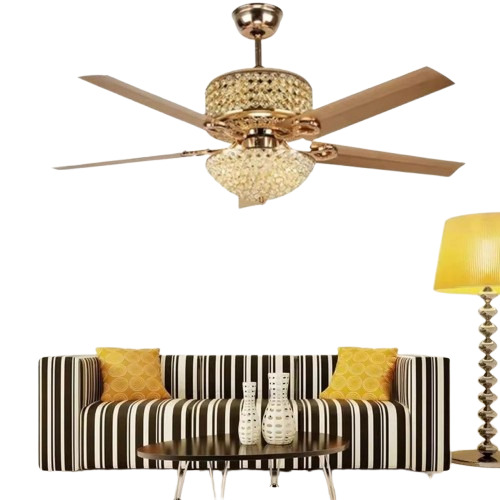 52inch Golden Decorative Ceiling Fan - Copper 1200 mm 5-Blade Golden | Corded Electric Wall Mounted Custom Size Silver Color