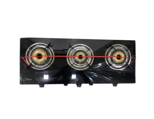 Black 3 Burner Glass Top Gas Stove