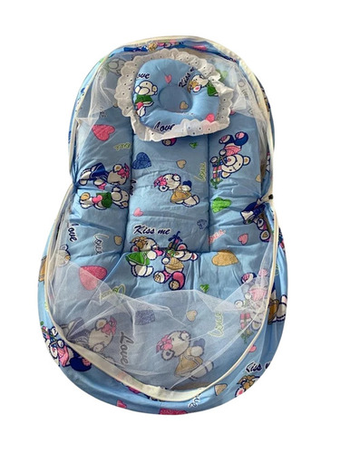 Blue Zipper Foldable Cotton Mosquito Net Bed for New Born Baby - Small Circular Cotton Custom Colors Foldable Design Zipper Closure