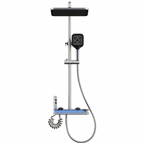 Brass 4 Function Digital Shower Set - Brass, Rectangular, Black | Polished, Rust-Proof Finish