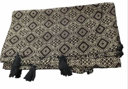 Cotton Stoles - Cotton, Standard Size, Gray | Quick Dry, Neatly Stitched, Lightweight, Printed Pattern, Ladies