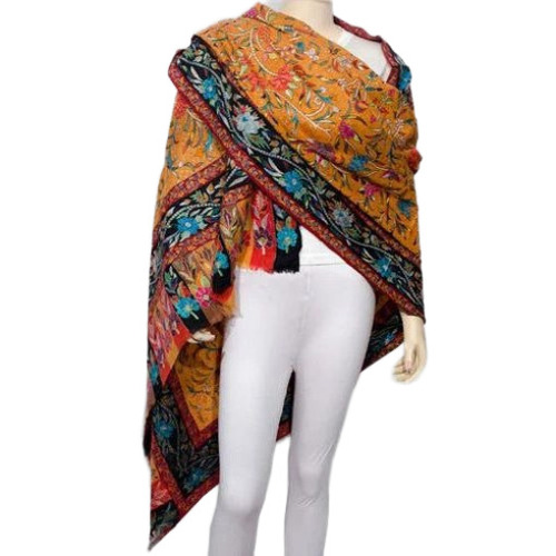 Embroidered Pashmina Shawl - Pashmina Wool, Standard Size, Multicolor | Lightweight, Quick Dry, Neatly Stitched