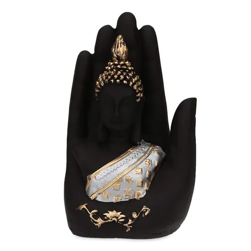 Glossy Polyresin Hand Buddha Statue For Home And Gift - 4.5x3.5x6 Inch, Durable Eco-Friendly Material, Smooth Finish