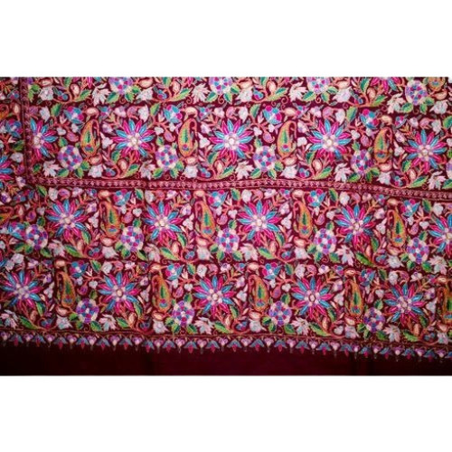 Kashmiri Pure Pashmina Shawl - Pashmina Wool, Standard Size, Multicolor, Embroidered Pattern, Lightweight, Quick Dry