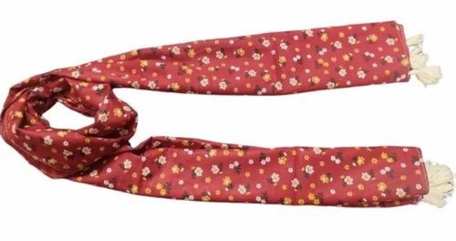 Ladies Stole - Rayon Material, Standard Size, Red Color | Quick Dry, Neatly Stitched, Lightweight, Printed Pattern