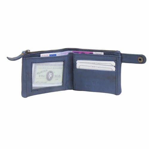 Mens Leather Blue Wallet