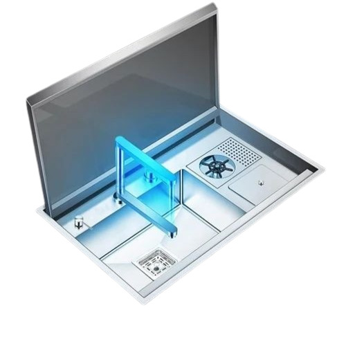 Multi Function Kitchen Sink - Stainless Steel, 9 Inch Depth, Silver | Single Bowl, Undermount, Rectangular, Canteen Use