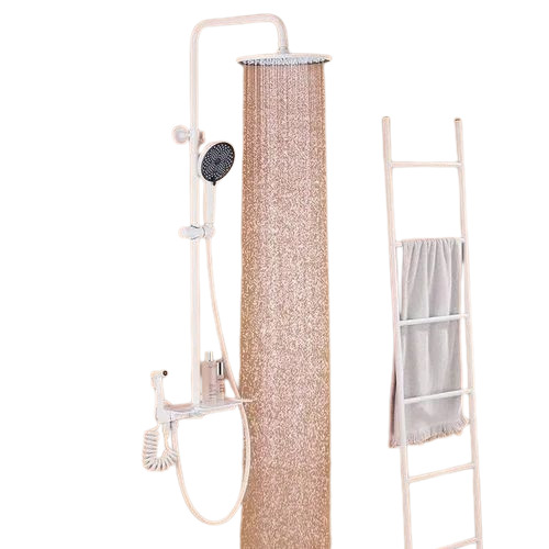 Nextgen White 4 Function Shower Set - Brass, Circular, Silver, Satin Finish | Rust Proof, Custom Size