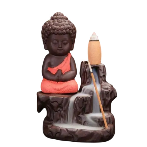 Polyresin Smoke Buddha Fountain Statue, 5.5 Inch Height