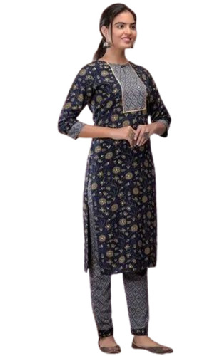 Printed Black Heavy Kurti Pant Set