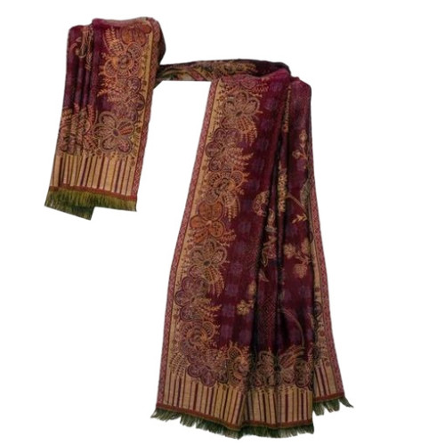 Pure Pashmina Shawl - Wool, Standard Size, Maroon | Kashmiri Embroidered, Lightweight, Quick Dry, Neatly Stitched