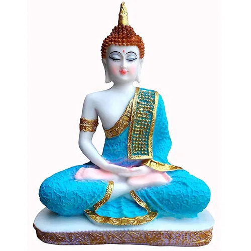 Religious Sitting Buddha Idol Statue For Decoration - Durable Eco-Friendly Material 24x18x8 cm Smooth Finish