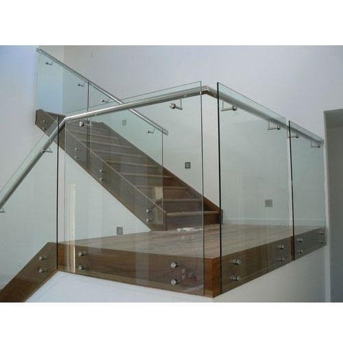 Stainless Steel Glass Railing - Standard Size, Silver, Polished Finish | Corrosion Resistant, Rigid Hardness, Heat Resistant