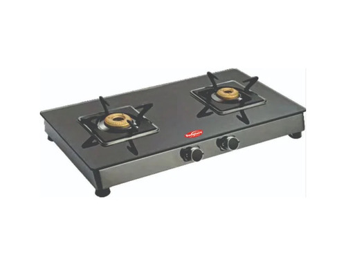Two Burner Black Square Gas Stove