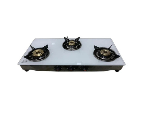 White Glass Top 3 Burner Gas Stove