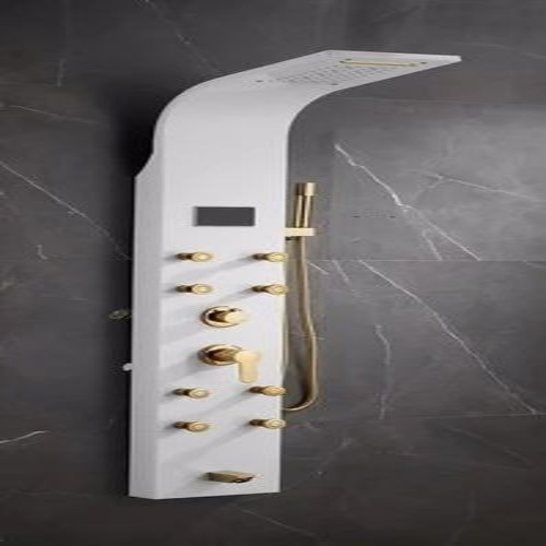 White Gold Model Shower Panel - Stainless Steel, Silver, Custom Size | Glossy Finish, Corrosion Resistant, Good Quality