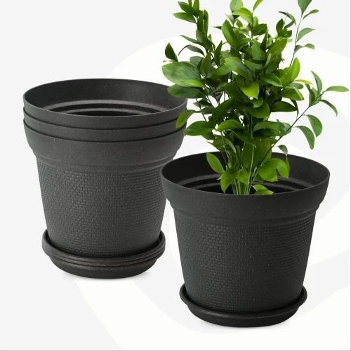 12 Inch Planter - Polypropylene, 12 Inch, Black | Polished Round Garden Use