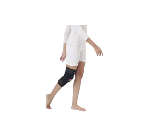 Adjustable Straps Knee Support Open Patella - Neoprene, Size M, Black | Wrap Around, 4-Way Stretch, Foldable, Skin Friendly