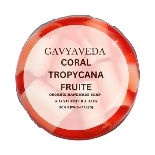 Coral Tropycana Bath Soap - Handmade Herbal Red Bar, Rose Fragrance, Middle Foam, No Side Effects