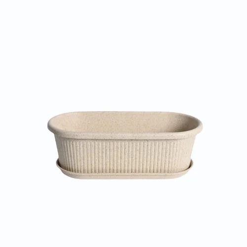 Earth Friendly Planter - Clay, Polished Surface, White, Rectangle | Garden Use