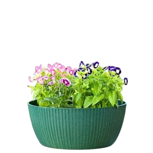 Indoor Round Planter - Plastic, Pink, Round, Polished Finish | UV-Protected, Weather Resistant, Garden Use