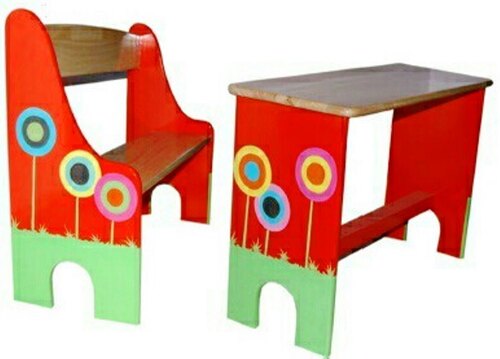 Kids School Desk Sets - Wood, Standard Size, Red | Durable, Eco-Friendly, Long Lasting