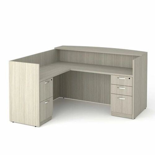 L-Shape Designer Reception Table - Wood, Standard, Gray | Acid Resistant, Easy To Clean, Eco-Friendly