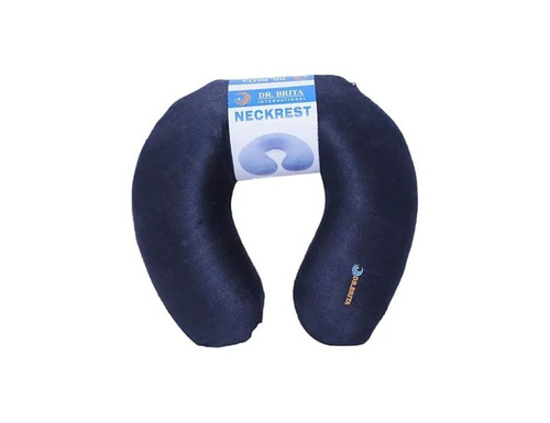 Memory Foam Travel Neck Pillow - Microfiber Fill, Velvet Outer Fabric, Blue, U Shape, Open Closure