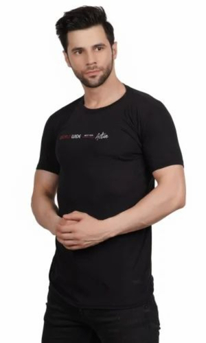Mens T Shirts - Cotton, S to XXXL, Black | Quick Dry, Lightweight, Neatly Stitched, O-Neck