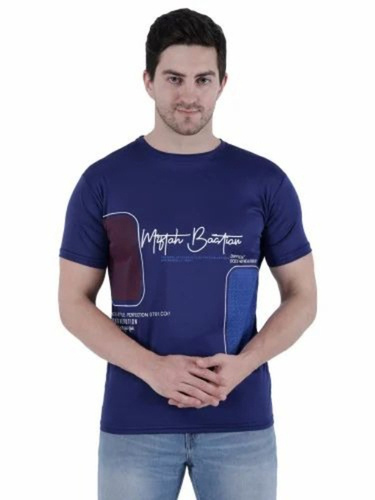 Polyester T Shirt - Men's S-XXXL Blue, O-Neck, Short Sleeves | Quick Dry, Lightweight, Neatly Stitched, Wrinkle Resistant