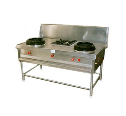 Stainless Steel Chinese Cooking Range - Color: Silver