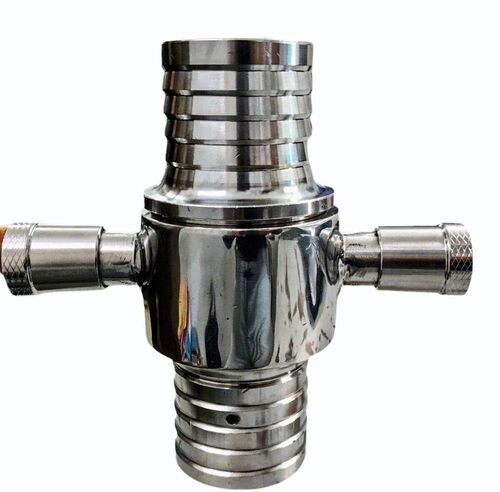 Stainless Steel Fire Hose Coupling - Stainless Steel, Standard Size, Silver | Round Shape, Durable, Industrial Use