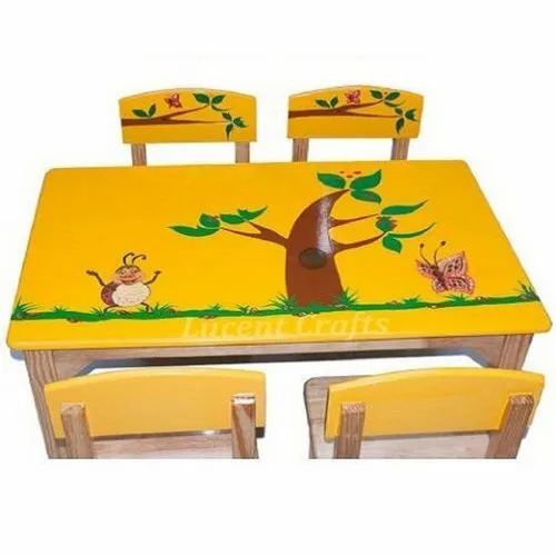 Stylist Wooden School Furniture - Wood, Standard Size, Yellow | Durable, Eco-Friendly, Long Lasting