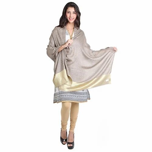 Woolen Stole - Wool, Standard Size, Beige | Quick Dry, Lightweight, Neatly Stitched, Machine Made, Printed Pattern