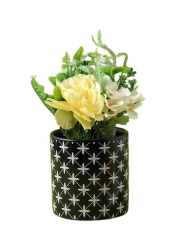 Black Printed Ceramic Planter