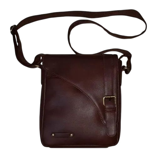 Brown Leather Sling Bags - Customized Size, Brown Leather, 3 Kg Capacity | Zipper Lock, Shoulder Handles, Overflap Closure
