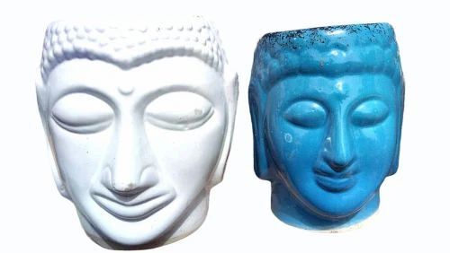 Buddha Face Ceramic Pot - Color: Multi Color