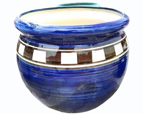 Glossy Printed Ceramic Flower Pot - Color: Multi Color