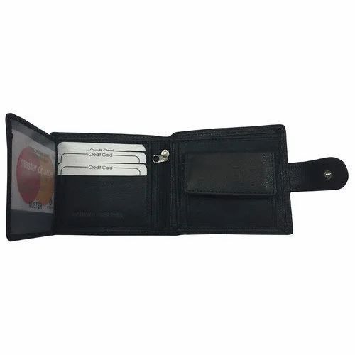 Men Black Leather Wallet - Design: Standard