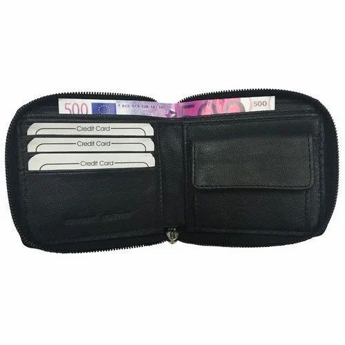 Mens Black Round Chain Wallet - Design: Standard