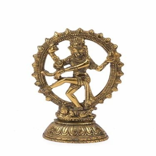 Metal Nataraj Statue - Brass 8 Inch Golden | Durable Rust Proof Lightweight Washable Corrosion Proof Fine Finishing