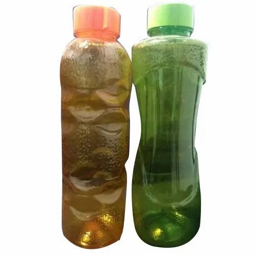 Plastic Fridge Bottles - Plastic, 1 Liter, Green and Orange, Round | Durable, Lightweight, Leak-Proof, Screw Cap