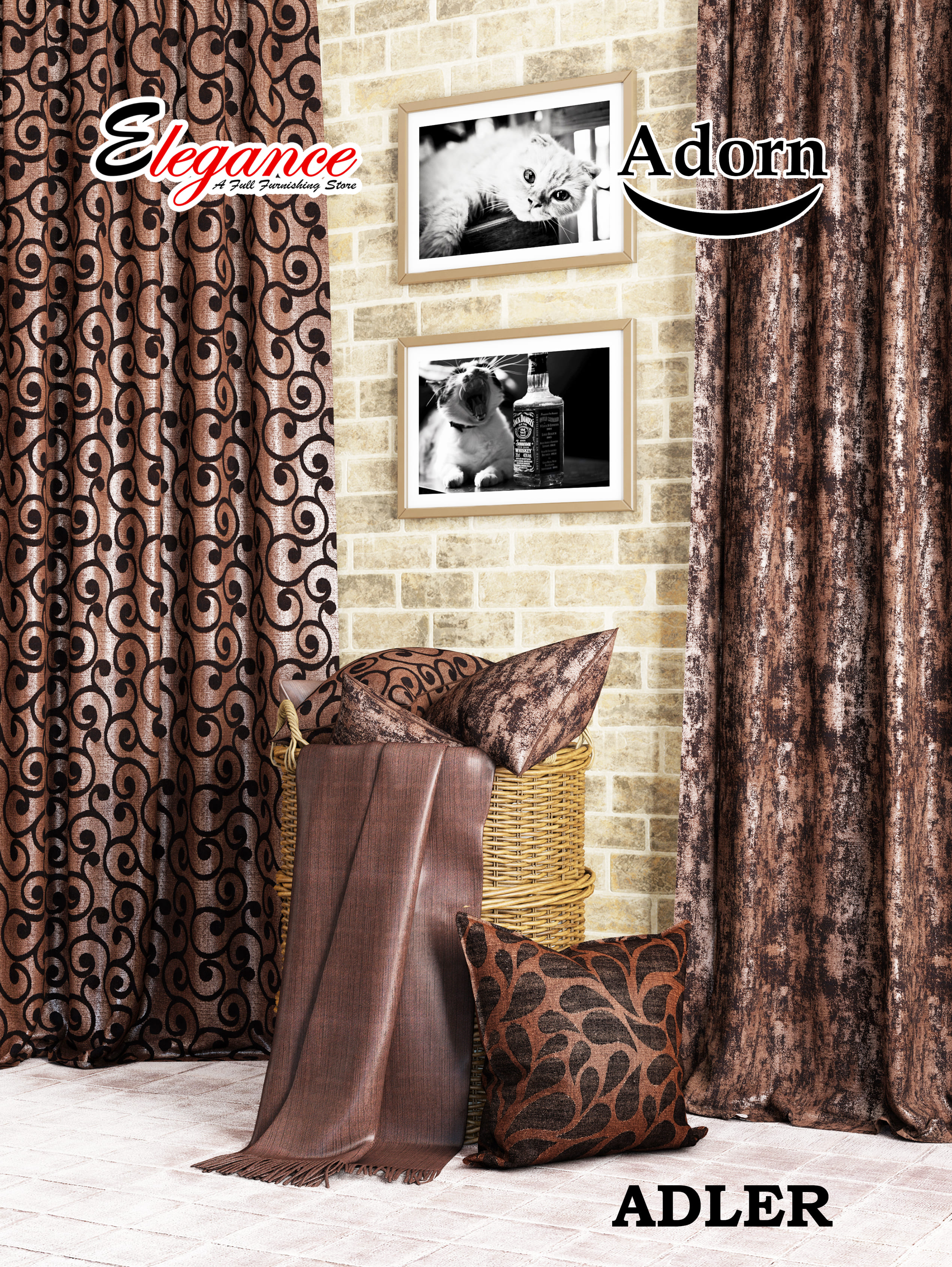 Printed Curtain Fabric - Color: Multi