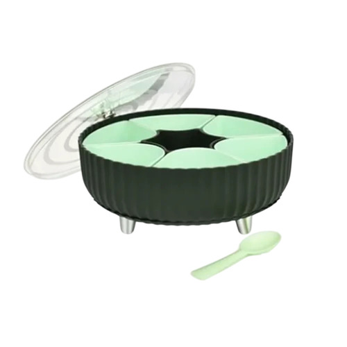 Round Plastic Spices Masala Box With 6 Container - Food-Grade Plastic Transparent Lid | Lightweight Durable Easy to Use